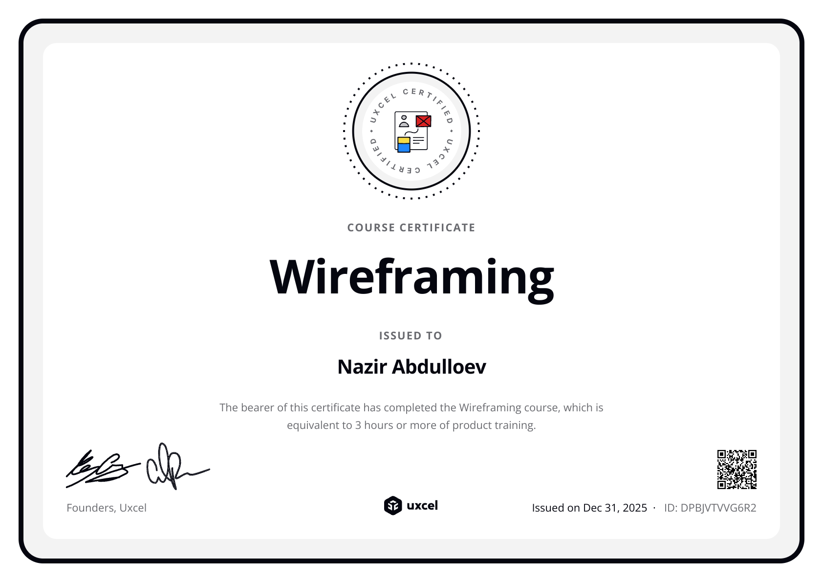 Nazir Abdulloev's certificate